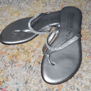 Italian Shoemakers silver & rhinestone sandlas
